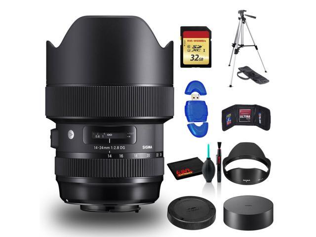 Sigma 14-24mm f/2.8 DG HSM Art Lens for Canon EF with Cleaning Kit, Full Size Tripod, and 32GB Memory Kit Bundle