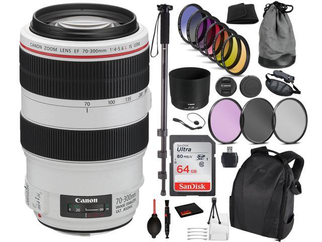 Canon EF 70-300mm f/4-5.6L IS USM Lens Essential Bundle Kit for Canon EOS - International Model No Warranty