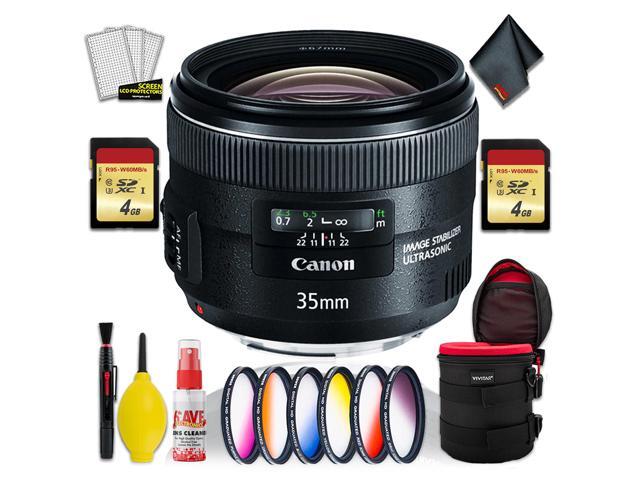 Canon EF 35mm f/2 IS USM Lens (Intl Model) w/ 3pcs UV Lens Filter Kit andCleaning Kit