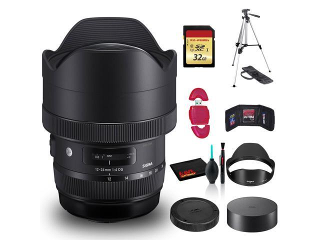 Sigma 12-24mm f/4 DG HSM Art Lens for Canon EF with Cleaning Kit, 57' Full Size Tripod, and 32GB Memory Card Kit