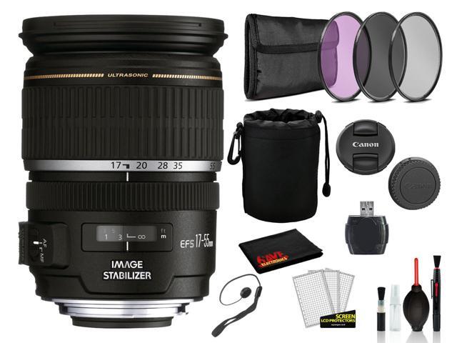 Canon EF-S 17-55mm f/2.8 IS USM Lens (1242B002) Lens with Bundle includes 3pc Filter Kit + Lens Pouch + More