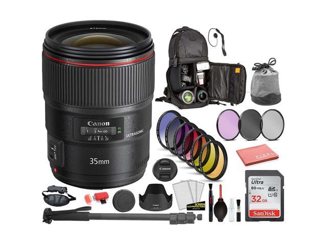 Canon EF 35mm f/1.4L II USM Lens (9523B002) Bundle Includes: DSLR Sling Backpack, 9PC Filter Kit, Sandisk 32GB SD + More