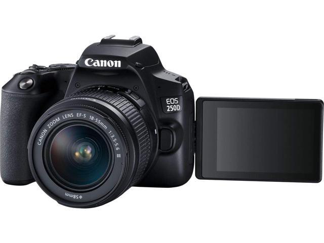 Canon EOS 250D / Rebel SL3 DSLR Camera with 18-55mm Lens (Black) + Creative Filter Set, EOS Camera Bag + 6AVE Electronics