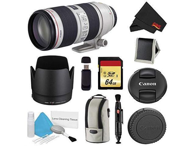 Canon EF 70-200mm f/2.8L is II USM Lens Bundle w/ 64GB Memory Card + Accessories (International Model)