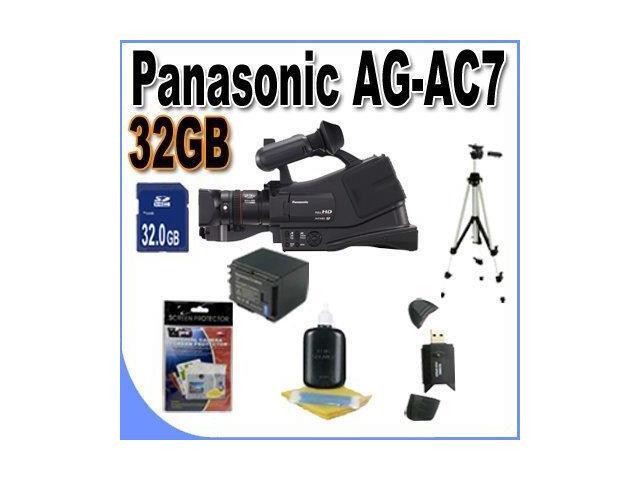 Panasonic AG-AC7 Shoulder Mount AVCHD Camcorder W/32GB SDHC Memory + Extra Extended Life Batteries + Ac/Dc Rapid Charger + Full Size Tripod +...