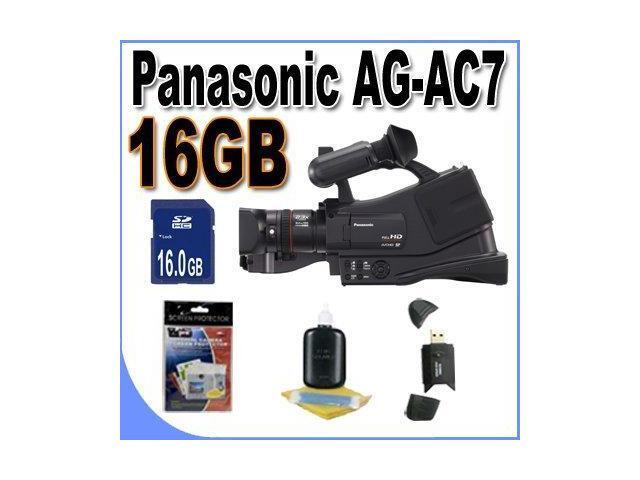 Panasonic AG-AC7 Shoulder Mount AVCHD Camcorder W/16GB SDHC Memory + USB Card Reader + Accessory Saver Bundle!