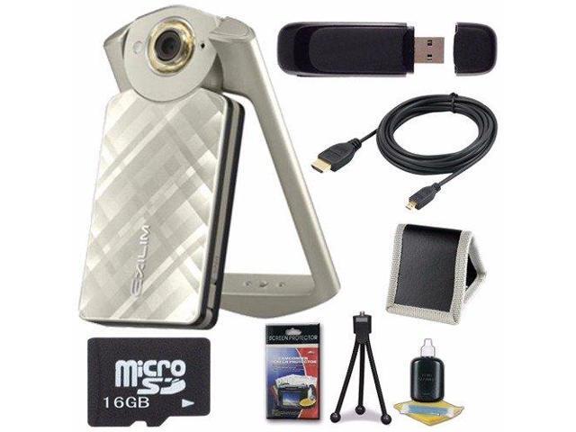 Casio EX-TR50 Self Portrait/ Selfie Digital Camera (Gold) + 16GB microSD Memory Card + Micro HDMI Cable + SDHC Card USB Reader + Memory Card Wallet...