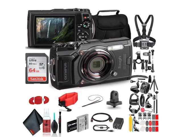 Olympus Tough TG-6 Waterproof Camera (Black) - Action Bundle - With 50 Piece Accessory Kit + Extra Battery + Float Strap + Sandisk 64GB Ultra...
