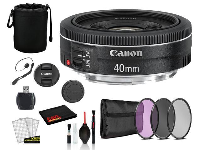 Canon EF 40mm f/2.8 STM Lens (6310B002) Lens with Bundle includes 3pc Filter Kit + Lens Pouch + More