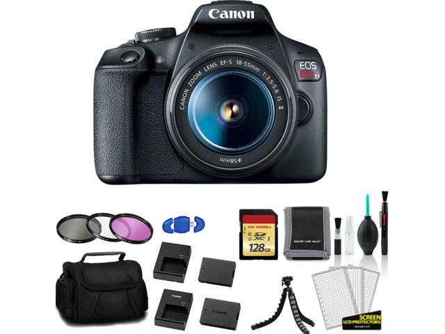 Canon EOS Rebel T7 EF-S 18-55mm IS II Kit with 128GB Memory Card + Extra Battery and Charger + More - International Model