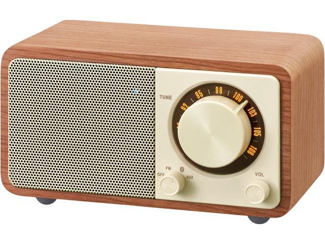Sangean WR-7WL Wood Cabinet Mini Bluetooth Speaker with FM Tuner and Aux-in Walnut/Wood