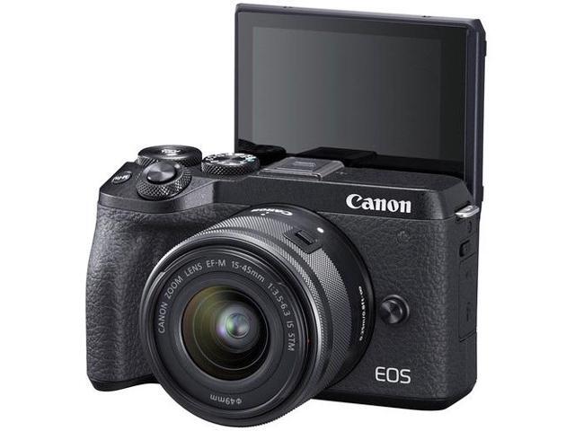 Canon EOS M6 Mark II Mirrorless Digital Camera with 15-45mm Lens and EVF-DC2 (Black) International model (No Warranty)