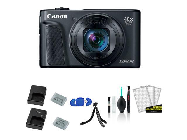 Canon PowerShot SX740 HS Digital Camera (Black) with Extra Battery and Charger + More - International Model
