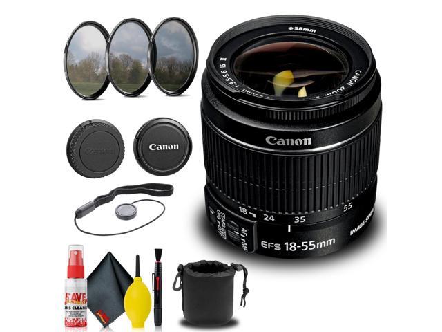 Canon EF-S 18-55mm f/3.5-5.6 IS II Lens (2042B002) + Filter Kit Base Bundle