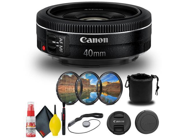 Canon EF 40mm f/2.8 STM Lens (6310B002) + Filter Kit + Lens Pouch Base Bundle (International Version)