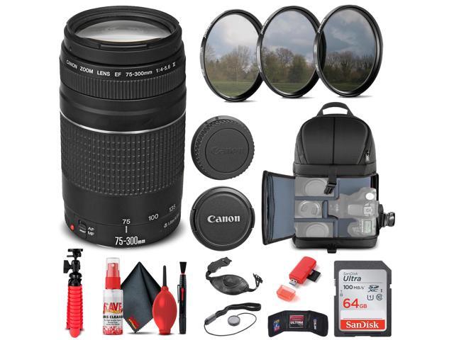 Canon EF 75-300mm f/4-5.6 III Lens (6473A003) + Filter Kit + BackPack + More (International Version)