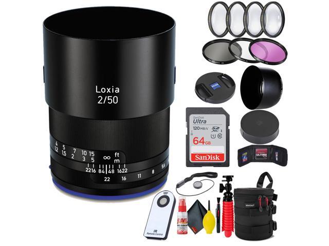 Zeiss Loxia Planar T* 50mm f/2 Lens for Sony E Mount + 64GB SD Card Bundle