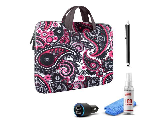 Tablet Essential Accessory Bundle with Black Paisley Sleeve