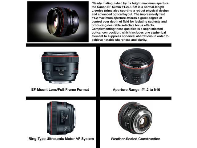 Canon EF 50mm f/1.2L USM Lens (1257B002) Includes: DSLR Sling Backpack, 9PC Filter Kit, Sandisk 32GB SD + More
