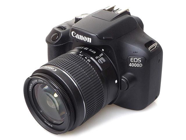 Canon EOS Rebel 4000D Digital SLR Camera with EF-S 18-55mm + EF-S 55-250mm STM (Black) Essential Accessory Bundle Packag