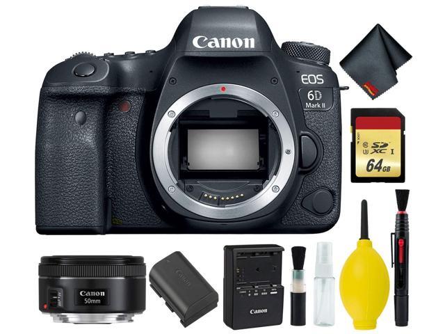 Canon EOS 6D Mark II DSLR Camera Body Only Memory Kit (International Model) w/Canon EF 50mm f/1.8 STM Lens - Internation