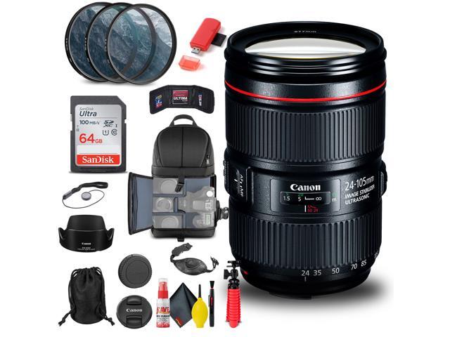 Canon EF 24-105mm f/4L IS II USM Lens (1380C002) + Filter Kit + BackPack Basic Bundle (International Version)