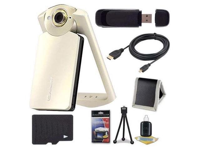 Casio EX-TR60 Self Portrait/ Selfie Digital Camera (Silky White) + 32GB microSD Class 10 Memory Card + Micro HDMI Cable + SDHC Card USB Reader +...