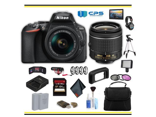 Nikon D5600 DSLR Camera with 18-55mm Lens Advanced Bundle W/ Bag, Extra Battery, LED Light, Mic, Filters and More - (Intl Model)