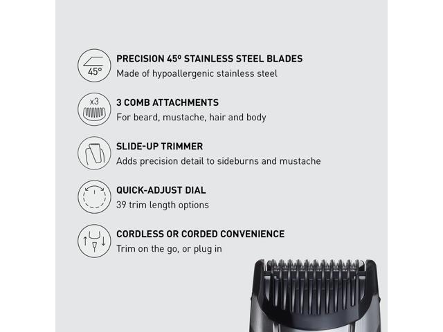 Panasonic - Men’s All-in-One Facial Beard Trimmer and Body Hair Groomer - Silver - image 10