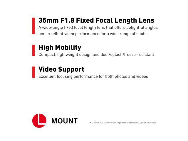 Panasonic LUMIX S Series Camera Lens, 35mm F1.8 L-Mount Interchangeable Lens S-S35