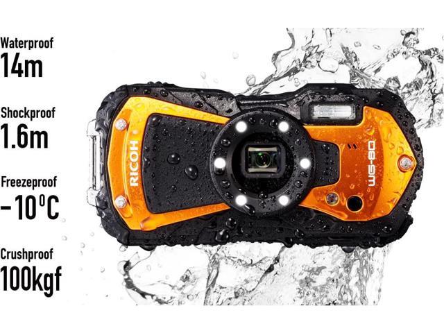 Ricoh WG-80 Orange Waterproof Digital Camera Shockproof Freezeproof Crushproof