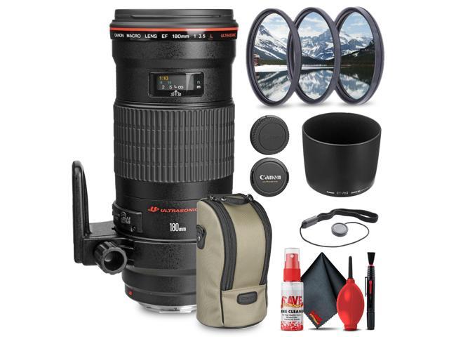 Canon EF 180mm f/3.5L Macro USM Lens +3 piece Filter kit + Cleaning Kit
