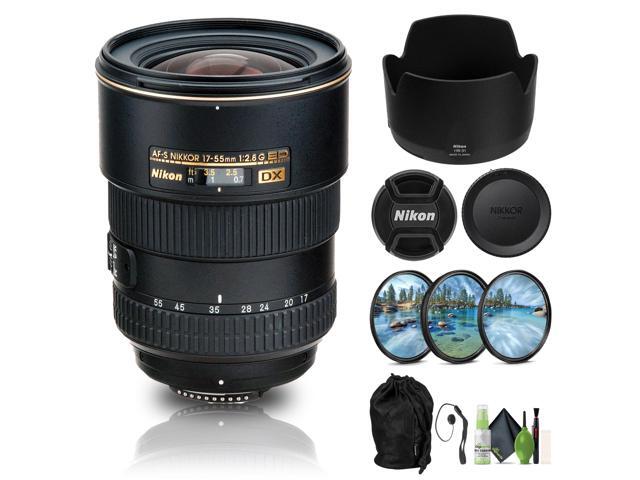 Nikon AF-S DX Zoom-NIKKOR 17-55mm f/2.8G IF-ED Lens (2147) + Filter Kit + Cap Keeper - Bundle