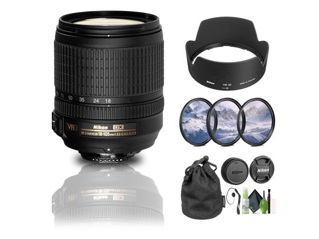 Nikon AF-S DX NIKKOR 18-105mm f/3.5-5.6G ED VR Lens (2179) + Filter Kit + Cap Keeper Bundle (International Version)