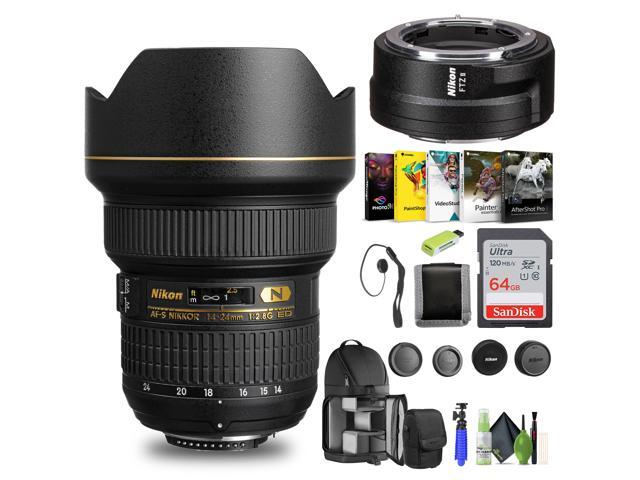 Nikon AF-S NIKKOR 14-24mm f/2.8G ED Lens (2163) + FTZ II Adapter + 64GB Card - Bundle