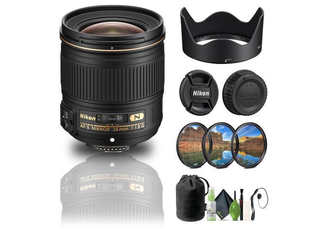 Nikon AF-S NIKKOR 28mm f/1.8G Lens (2203) + Filter Kit + Cap Keeper + Cleaning Kit - Bundle