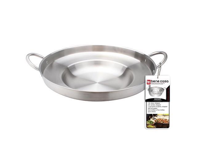 Bene Casa Stainless-Steel 22.4-inch x 5.3, (6cm Rim) 1.3mm thickness Comal Pan, Belly Down, Rust Free Steel Convex Comal, Outdoor Cooking, Mexican. photo