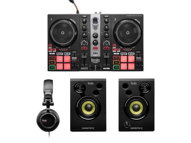 Hercules DJLearning Kit MK II including the DJ Inpulse 200 MK II controller, HD45 headphones and DJ Monitor 32 speakers