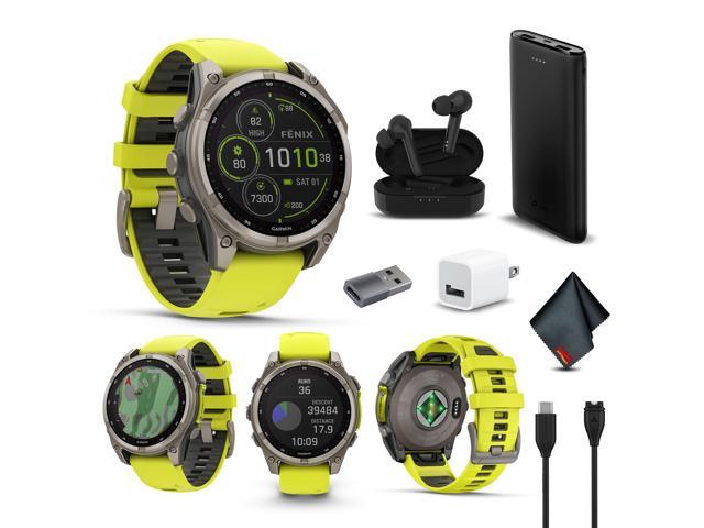 fenix 8 47 mm, Solar, Sapphire, Titanium with Amp Yellow/Graphite Silicone