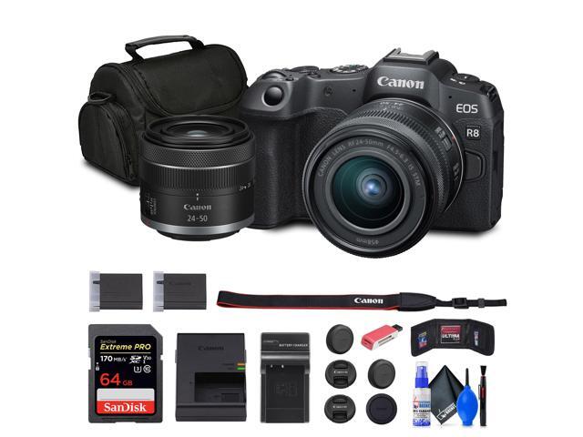 Canon EOS R8 Mirrorless Camera with RF 24-50mm Lens + 64GB Card + Bag + Charger + Battery + More