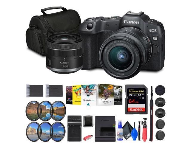 Canon EOS R8 Mirrorless Camera with RF 24-50mm Lens + 64GB Card + Bag + Charger + Battery + More