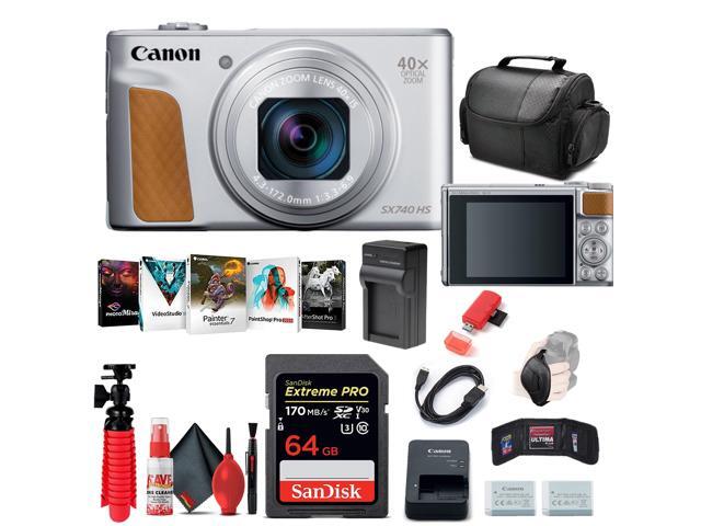 Canon PowerShot SX740 HS Digital Camera (Silver) (2956C001) + 64GB Card + More
