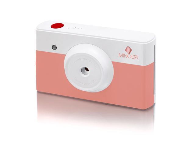 Minolta Instapix Print Camera with Printer (Coral Pink), Camera Bag, Diginerds Microfiber Cleaning Cloth, Bundle