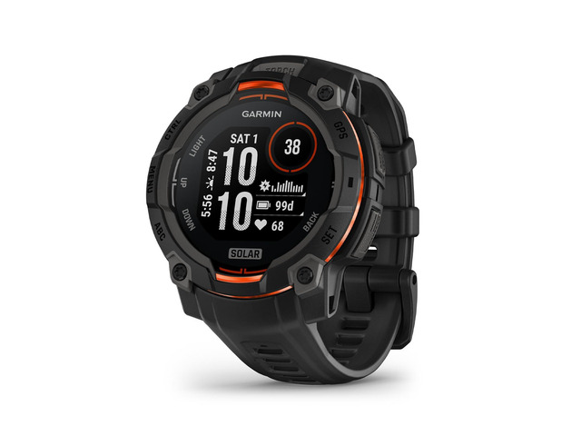 Garmin Instinct 3 45mm, Solar Charged Display, Rugged Outdoor GPS Smartwatch, Metal-Reinforced Bezel, Built-in Flashlight, Black