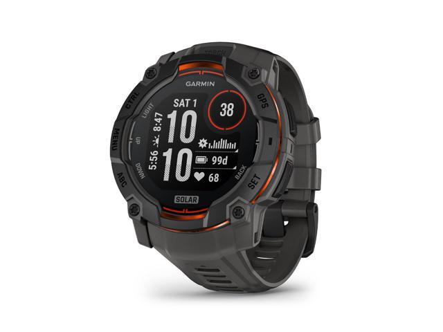 Garmin Instinct® 3 50mm, Solar Charged Display, Rugged Outdoor GPS Smartwatch, Metal-Reinforced Bezel, Built-in Flashlight, Charcoal