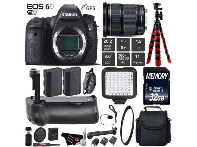 Canon EOS 6D DSLR Camera with 24-105mm is STM Lens + Professional Battery Grip + UV Protection Filter + LED Kit + Extra