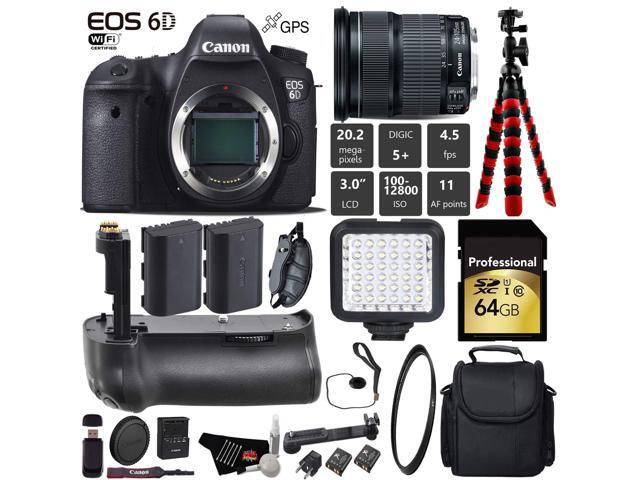 Canon EOS 6D DSLR Camera with 24-105mm is STM Lens + Professional Battery Grip + UV Protection Filter + LED Kit + Extra