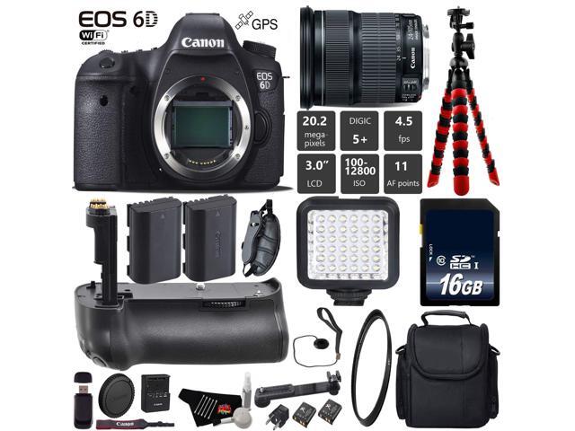 Canon EOS 6D DSLR Camera with 24-105mm is STM Lens + Professional Battery Grip + UV Protection Filter + LED Kit + Extra