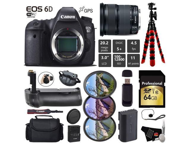 Canon EOS 6D DSLR Camera with 24-105mm is STM Lens + Professional Battery Grip + UV FLD CPL Filter Kit + Case + Wrist St