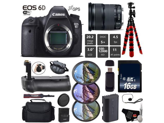 Canon EOS 6D DSLR Camera with 24-105mm is STM Lens + Professional Battery Grip + UV FLD CPL Filter Kit + Case + Wrist St